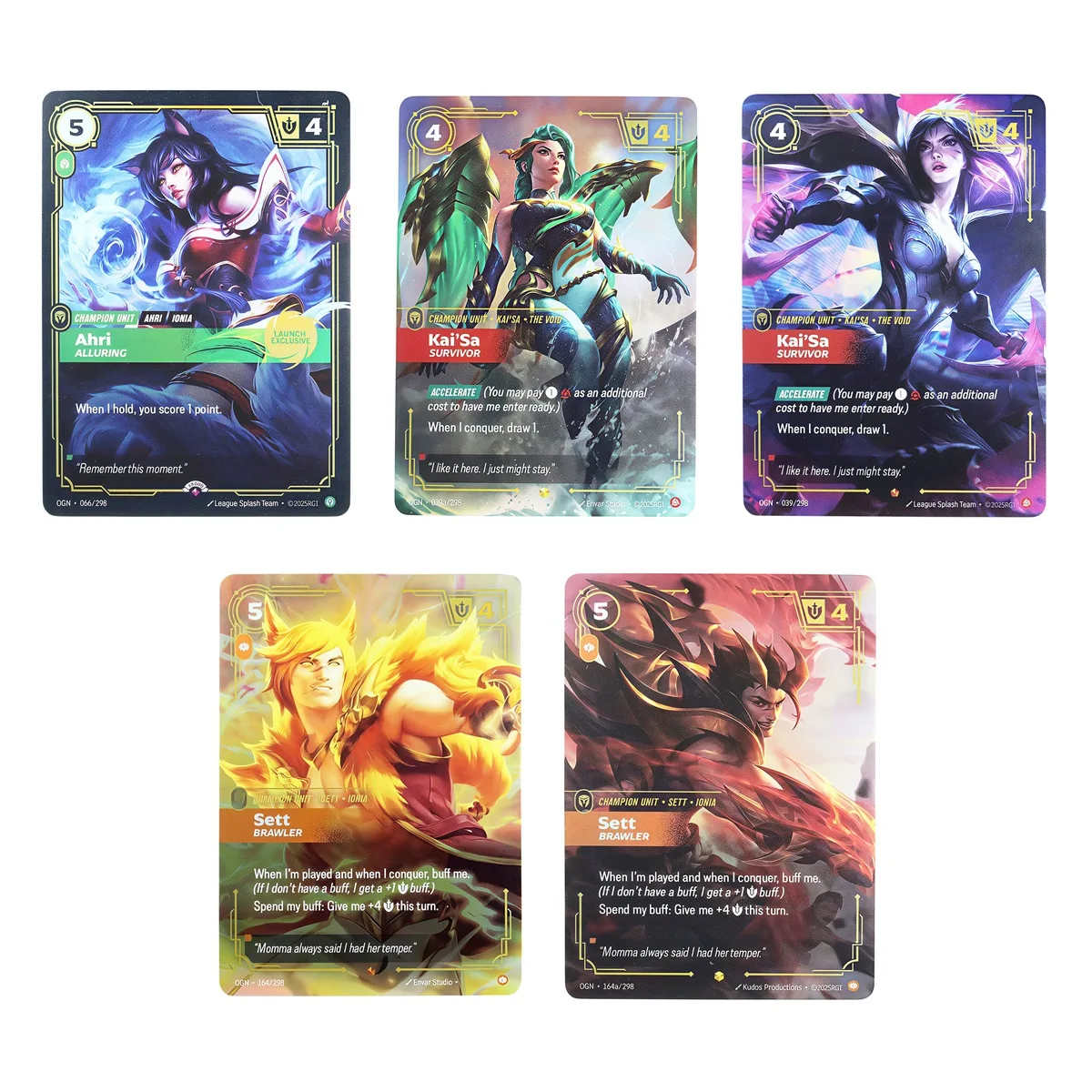 

Riftbound Proxy Champion Unit Cards Ahri Kai'Sa Sett Survivor Brawler Custom Fantasy TCG Cards for Casual Play