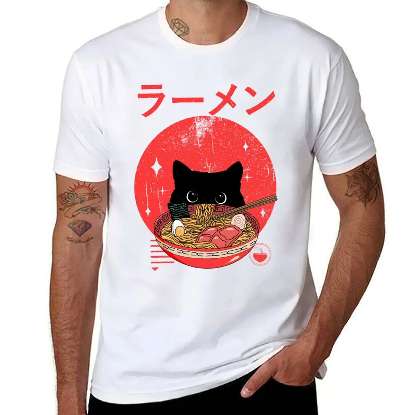 

Cat ramen T-Shirt mens graphic t shirts man t shirt cotton high quality T-Shirt