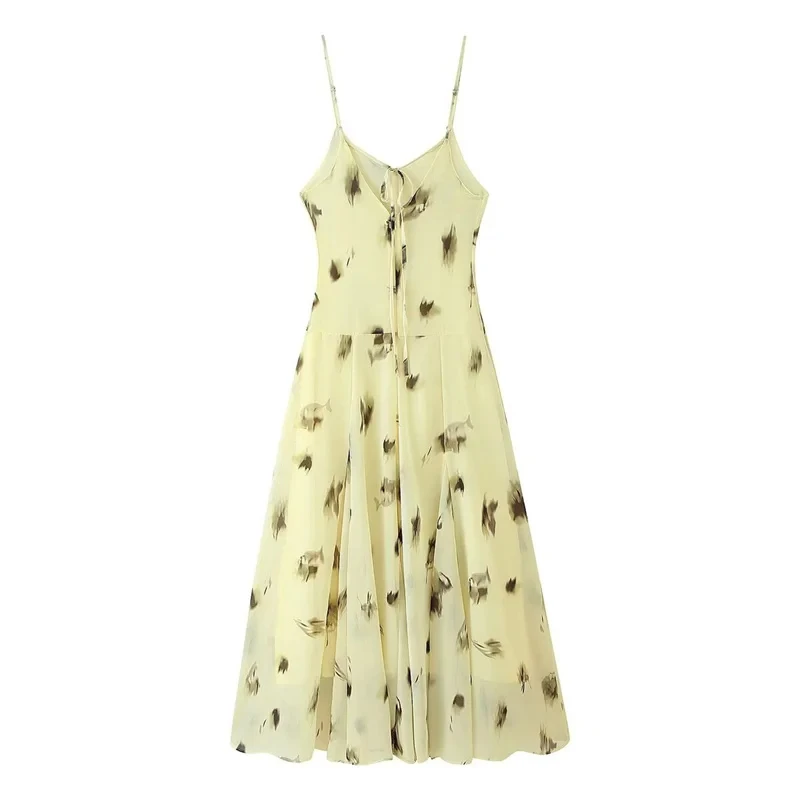 Floral Print Suspenders Long Dress Women 2025 New Summer Elegant V-Neck Floor-Length Maxi Dresses Chic Boho Casual Party Dress