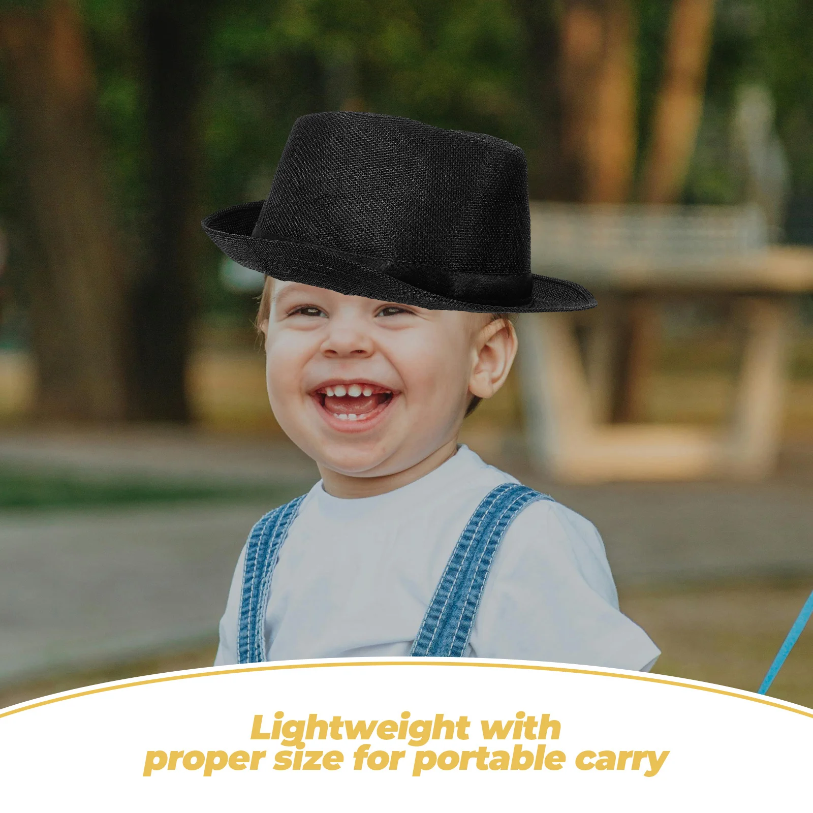 أسود الأطفال فيدورا قبعة حجم 56-58 سنتيمتر شهم نمط خفيفة الوزن أداء الرقص قبعة أطفال بنين بنات الجاز الكلاسيكية فيدورا