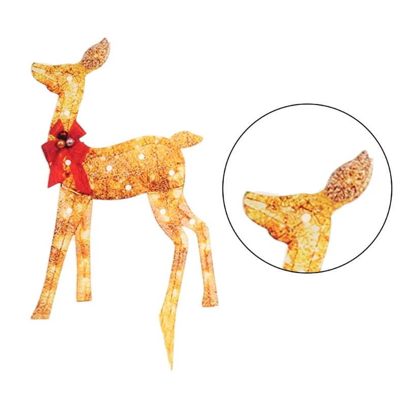 Christmas Deer Lights Outdoor Yard Decorations with Bright LED Glowing Light-Up Reindeer Ornaments Acrylic Material