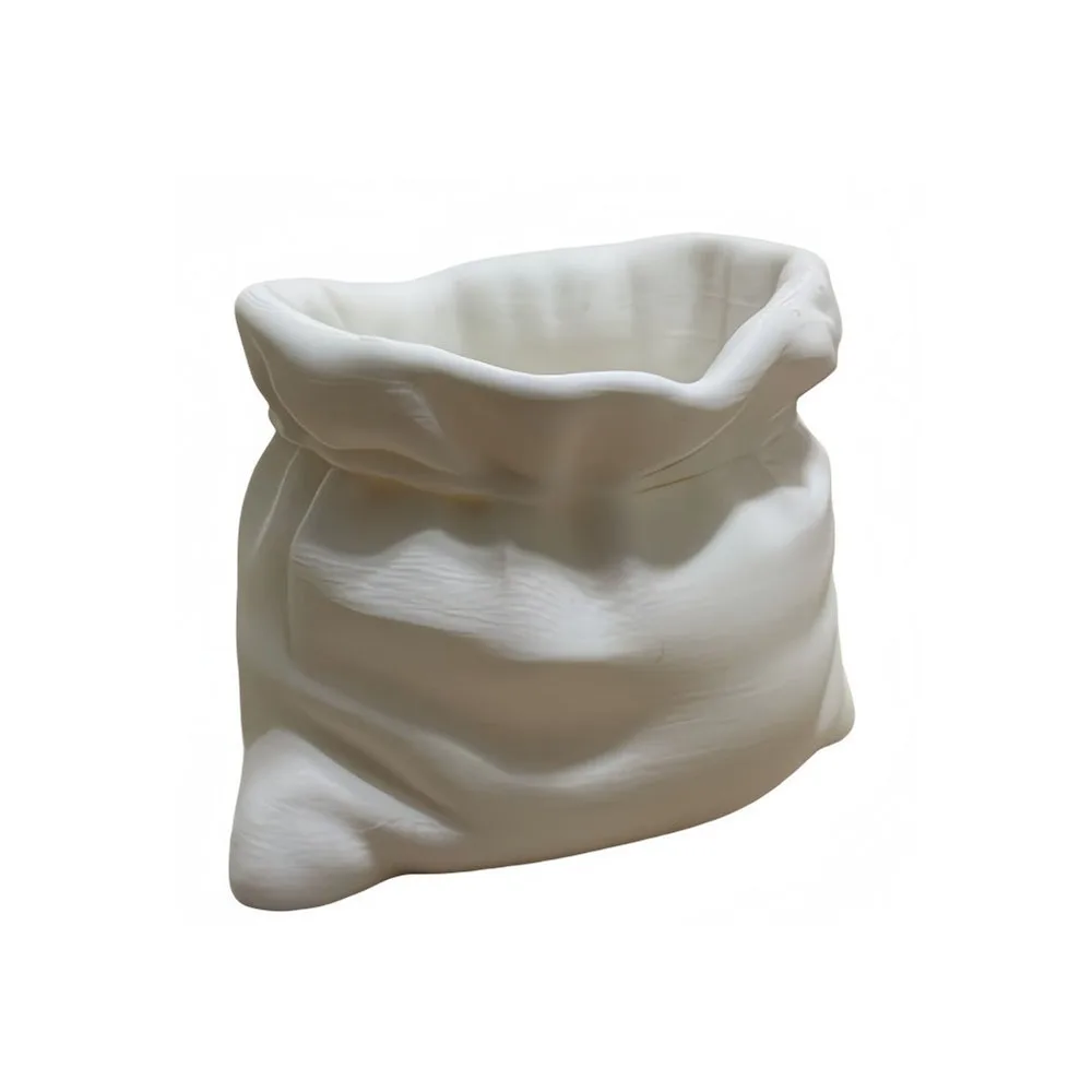 Modern Decorative 3D Printed Planter Vase Pouch Shape Multifunctional Flower Pot Minimalist White Flower Vase Succulents