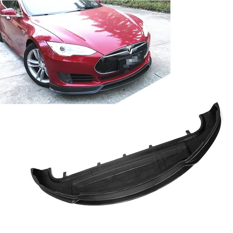 

For Model S 2014 2015 2016 Carbon Fiber R Style Front Bumper Lip Body Kit Front Lip Model S Front Lip