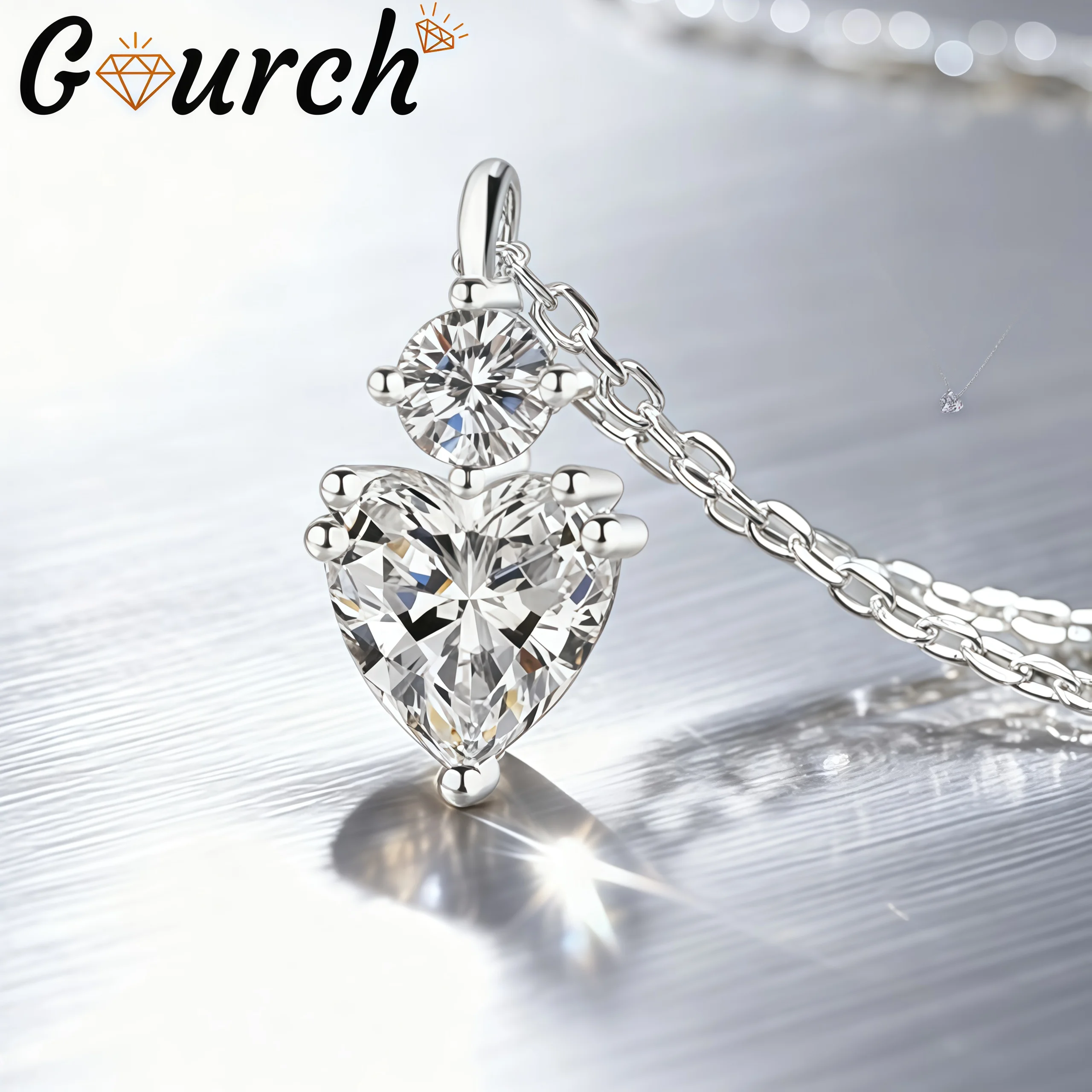 

Ожерелье из стерлингового серебра S925 Gourch 1,2 карата с полным муассанитом для женщин, подвеска в виде милого сердца, милые изящные роскошные свадебные украшения