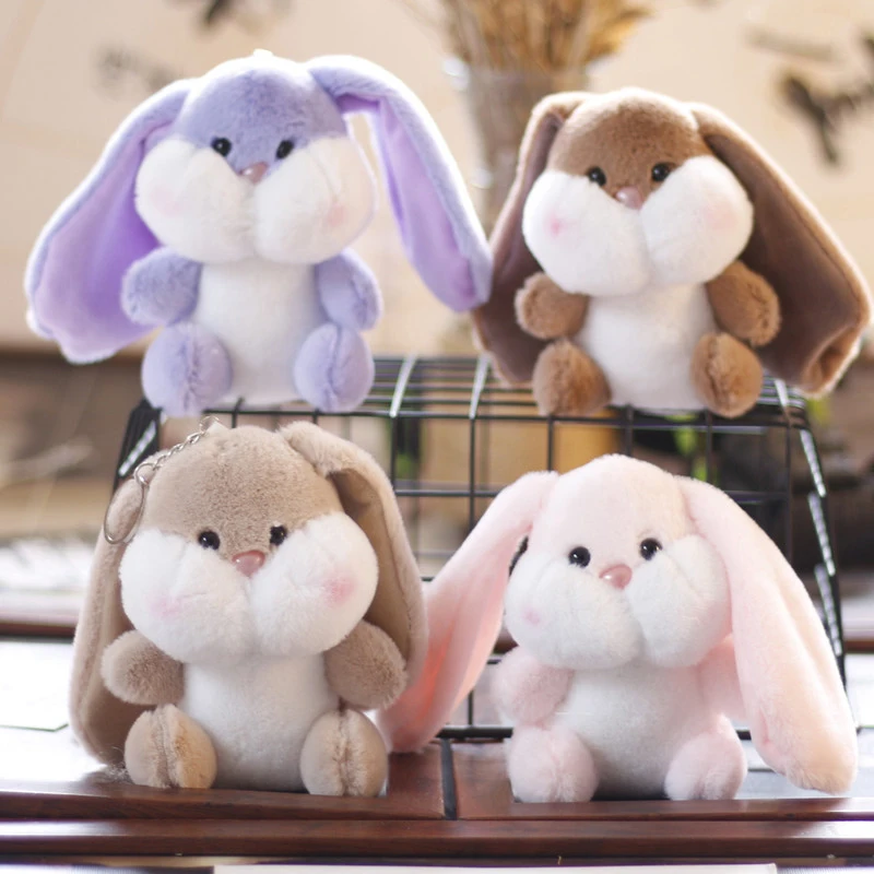 1Pc 12cm Cute Kawaii Rabbit with Long Ears Plush Dolls Toys Gift Stuffed Soft Doll Gifts Gift Party Decor Kawaii Plush Keychain