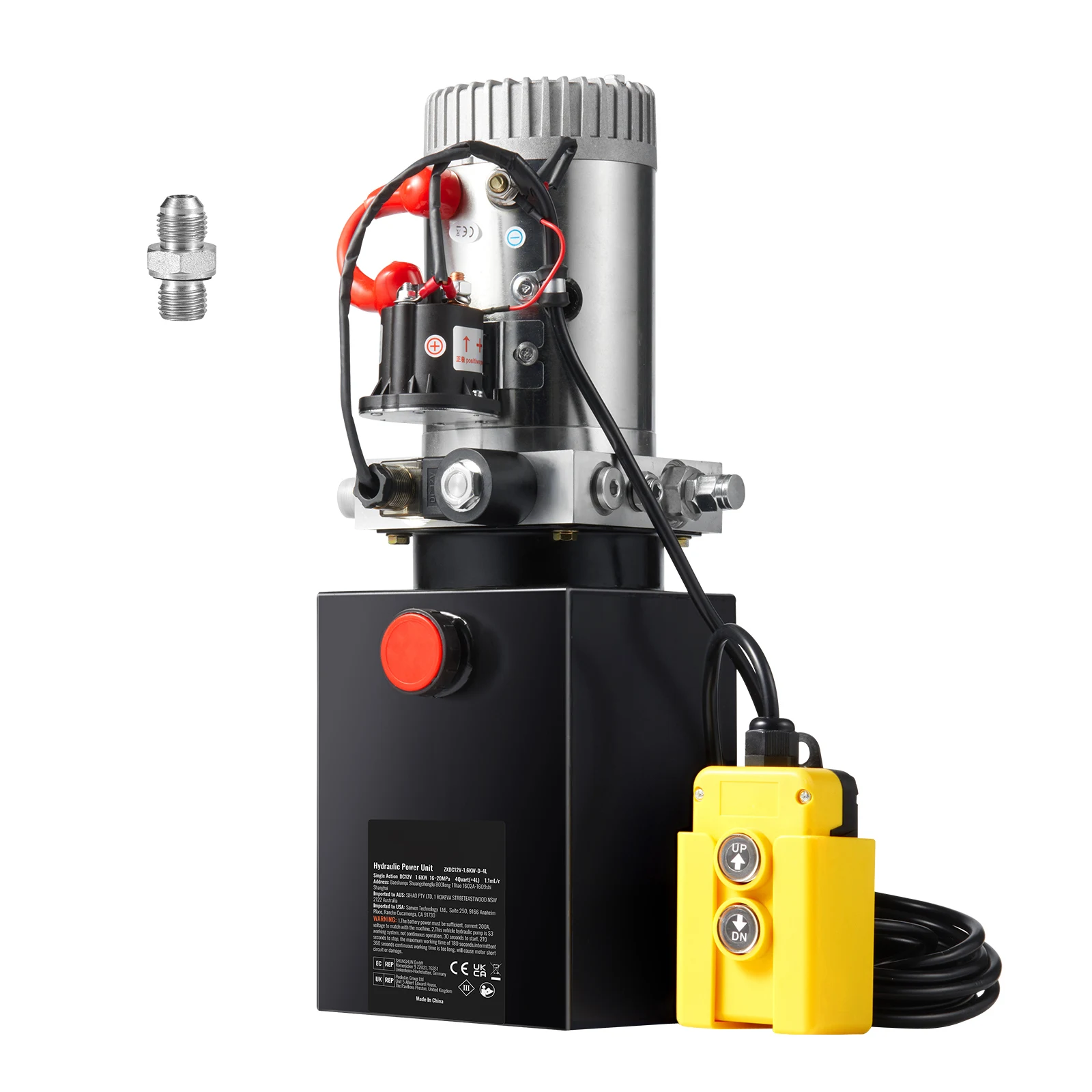 SucceBuy Hydraulic Pump 4-20 Quart Dump Trailer Pump Single Acting Dump Trailer Pump DC 12V Hydraulic Power Unit for Car Lifting