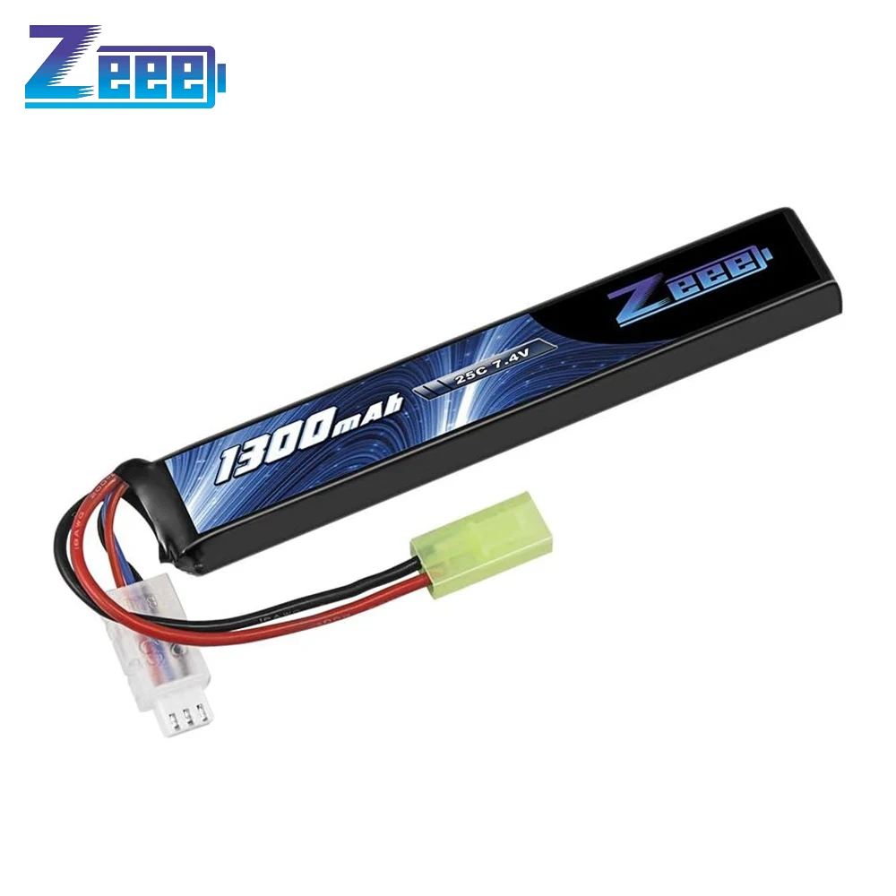 

Zeee 7.4V 25C 1300mAh Airsoft Lipo Battery 2S Stick Battery with Mini Tamiya Plug for Airsoft Gun Rifle AK47 Battery Model Parts