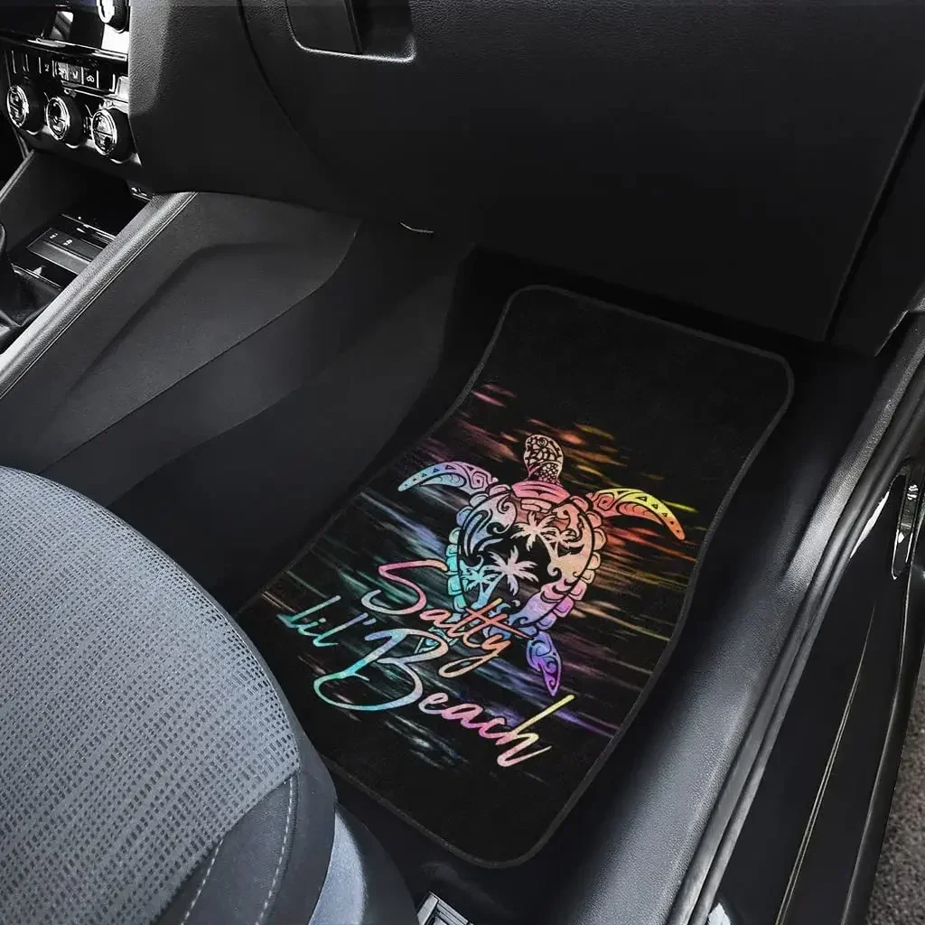سجادات أرضية السيارة على شكل سلحفاة سلحفاة مالحة ليل بيتش، سجادات أرضية سيارة مخصصة مناسبة تمامًا، مجموعة من 4 قطع، تناسب معظم السيارات