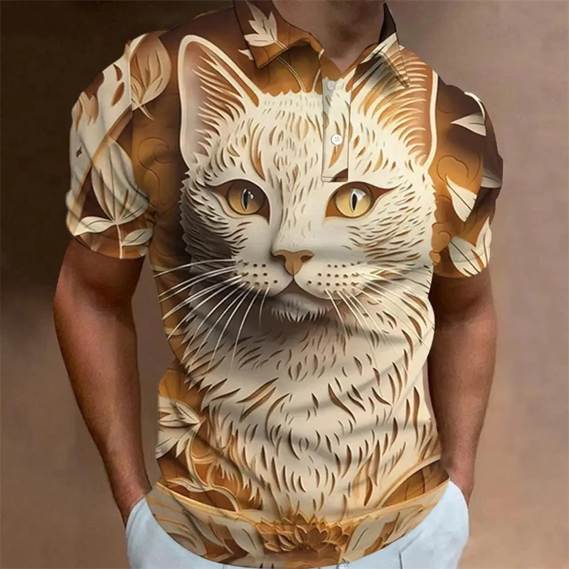 Retro Men's Polo Shirt 3d Animal Print Short Sleeve Golf T-Shirt Fashion High Quality Men Clothing Street Designer Polo T-Shirt