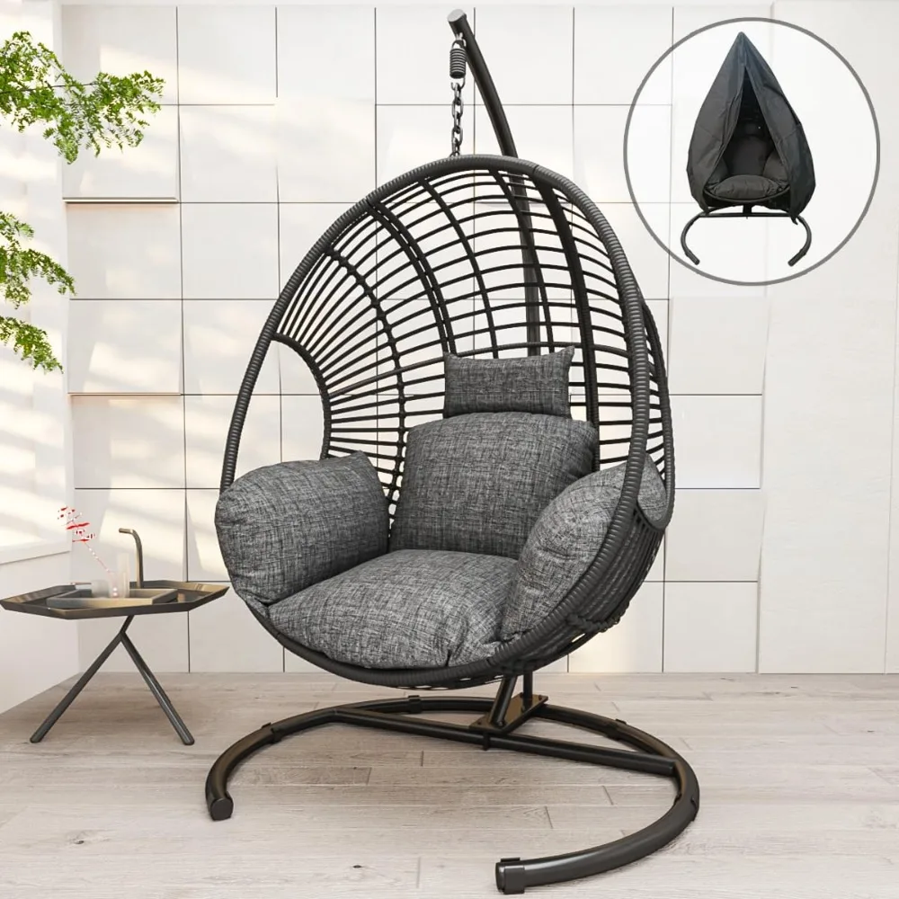 

Hanging Egg Chair with Stand, Egg Swing Chair Outdoor Indoor Patio Wicker Chair Swing Hammock Egg Chairs 400lbs, Customized