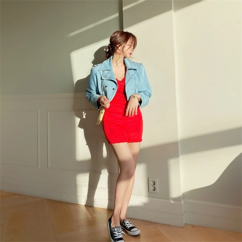 2024 Summer Hot Sexy Dress Red Ins Korean Fashion Mini Ruffles Casual Dresses All-Match V-Neck Knitted Vestidos Mujer Party 원피스