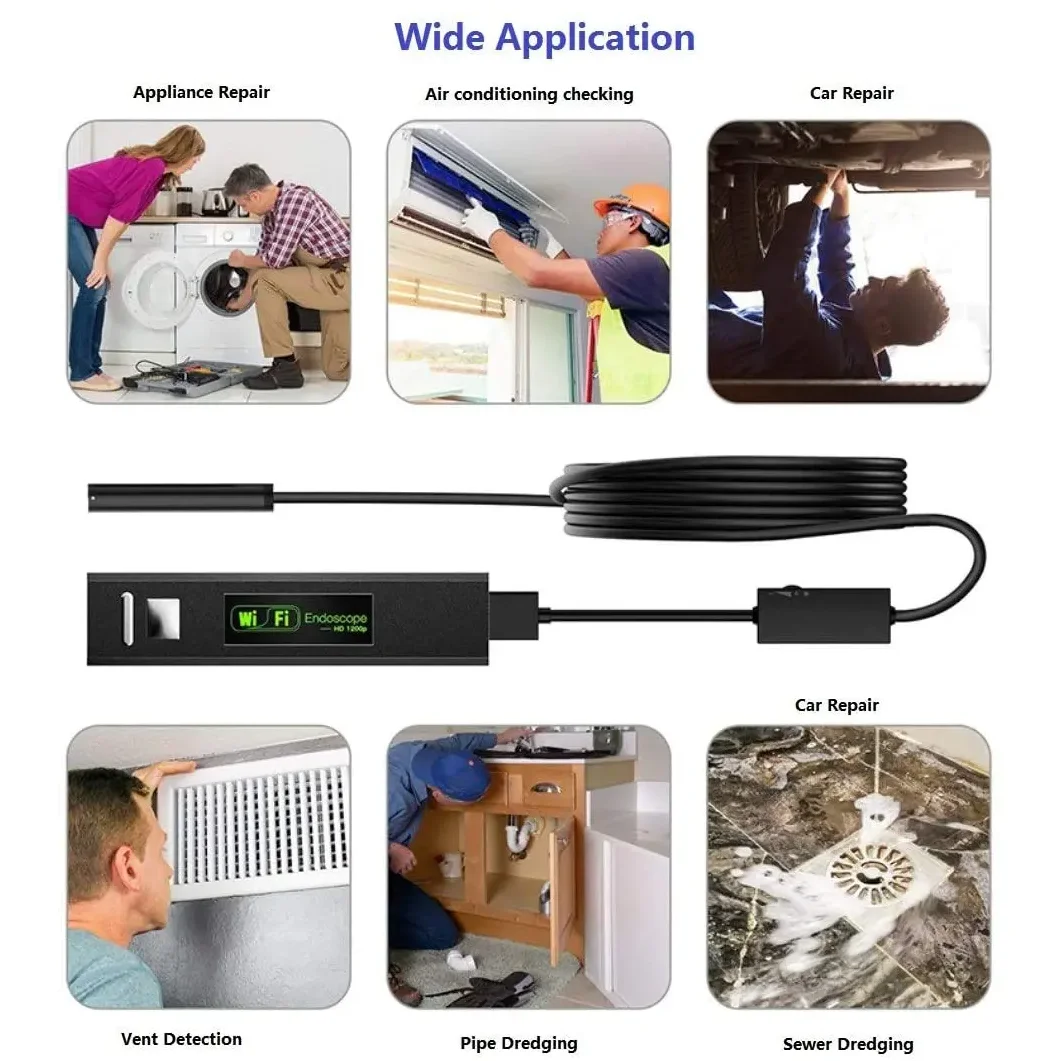 Sewer Piping Endoscope Endoscopic For Cars Inspection Usb Wireless Wifi Camera Android Industrial Automotive Borescope Iphone