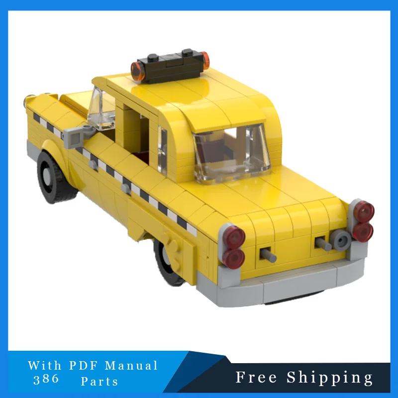 386 قطعة MOC الأفلام الشهيرة ريترو كول تاكسي نموذج الإبداعية اللبنات مجموعات مركبة الطوب الأطفال للبنين هدايا عيد الميلاد