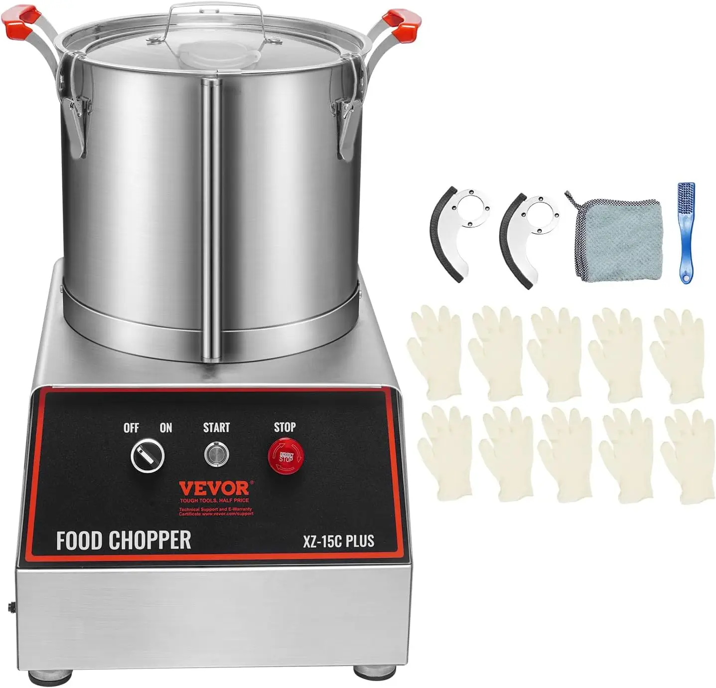 Food Processor & Vegetable Chopper, 16 Quart, 1400W Food-Grade Stainless Steel Food Processor Chopper With 2 Extra