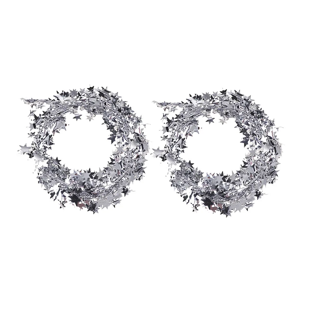 

2pcs Star Design Wreath Sequin Garland Festival Decor Indoor Outdoor Fireplace Wall Christmas Birthday