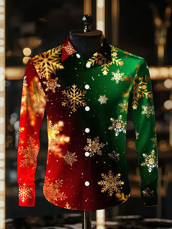 

2025 рождественские мужские повседневные рубашки со снежинками и 3D принтом, модные мужские классические рубашки, весенне-осенняя одежда для стариков