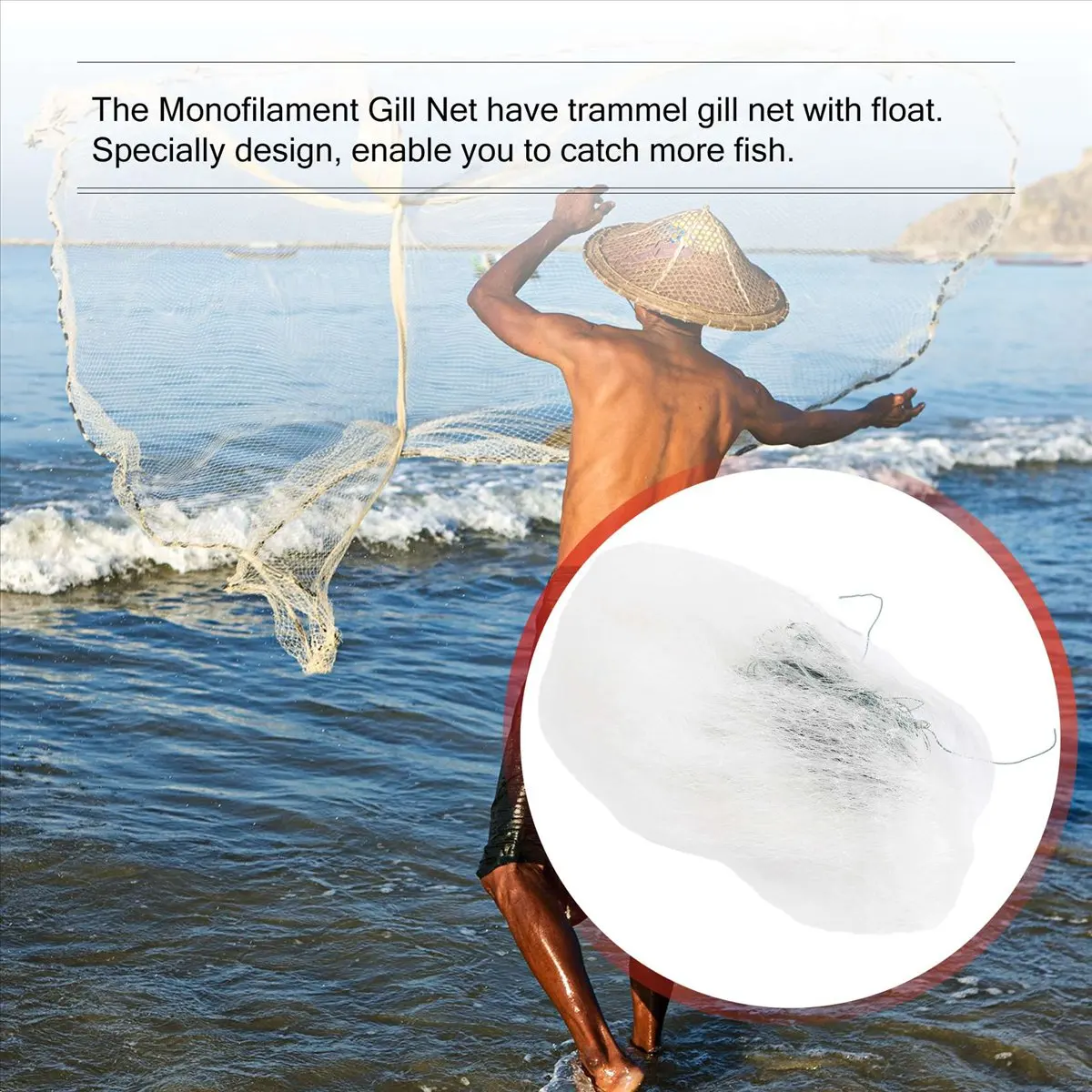 

*N21R 25m Clear White Green Monofilament Fishing Fish Gill Net w Float