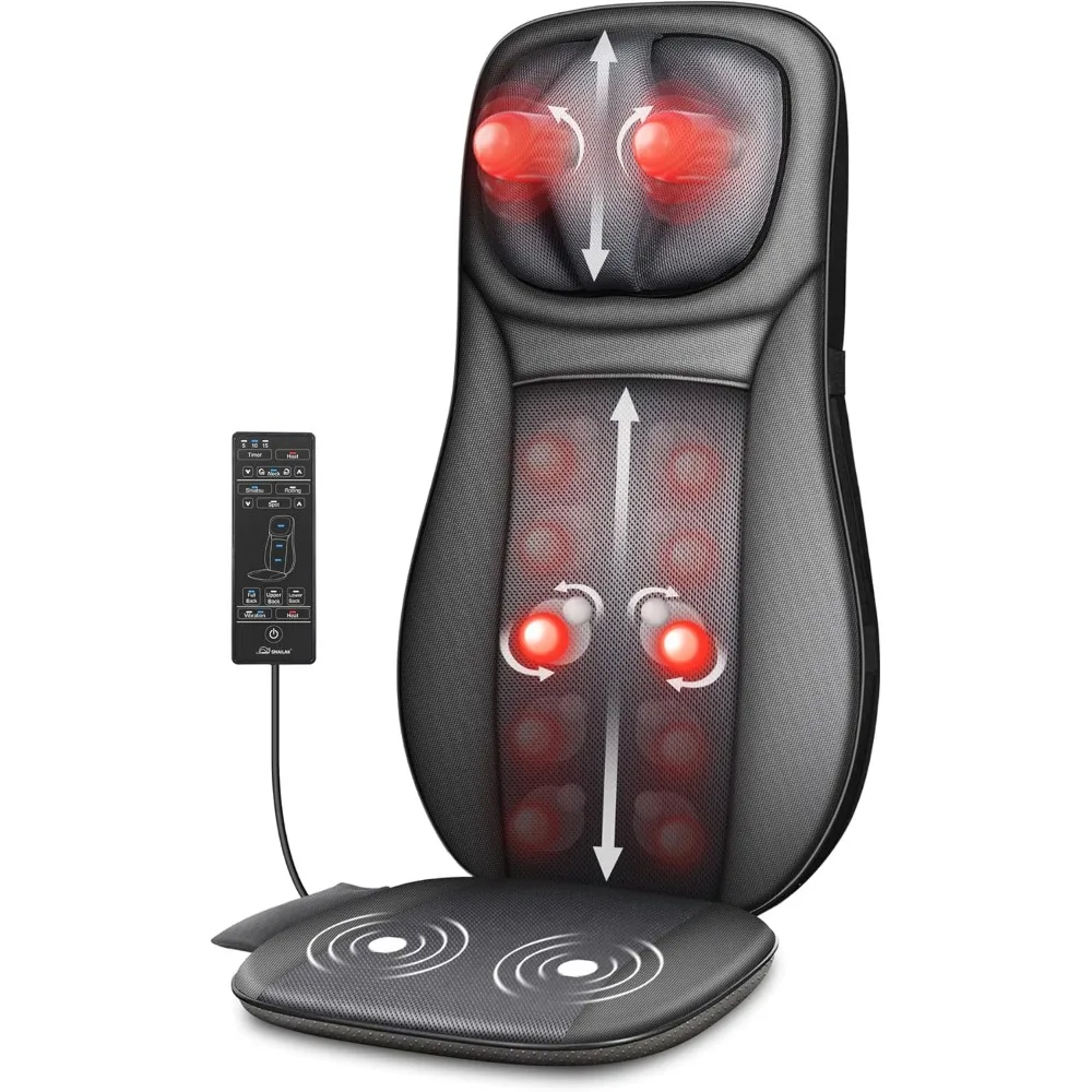 Shiatsu Neck & Back Massager with Heat, Full Back Kneading Shiatsu or Rolling Massage, Massage Chair Pad with Height Adjustment