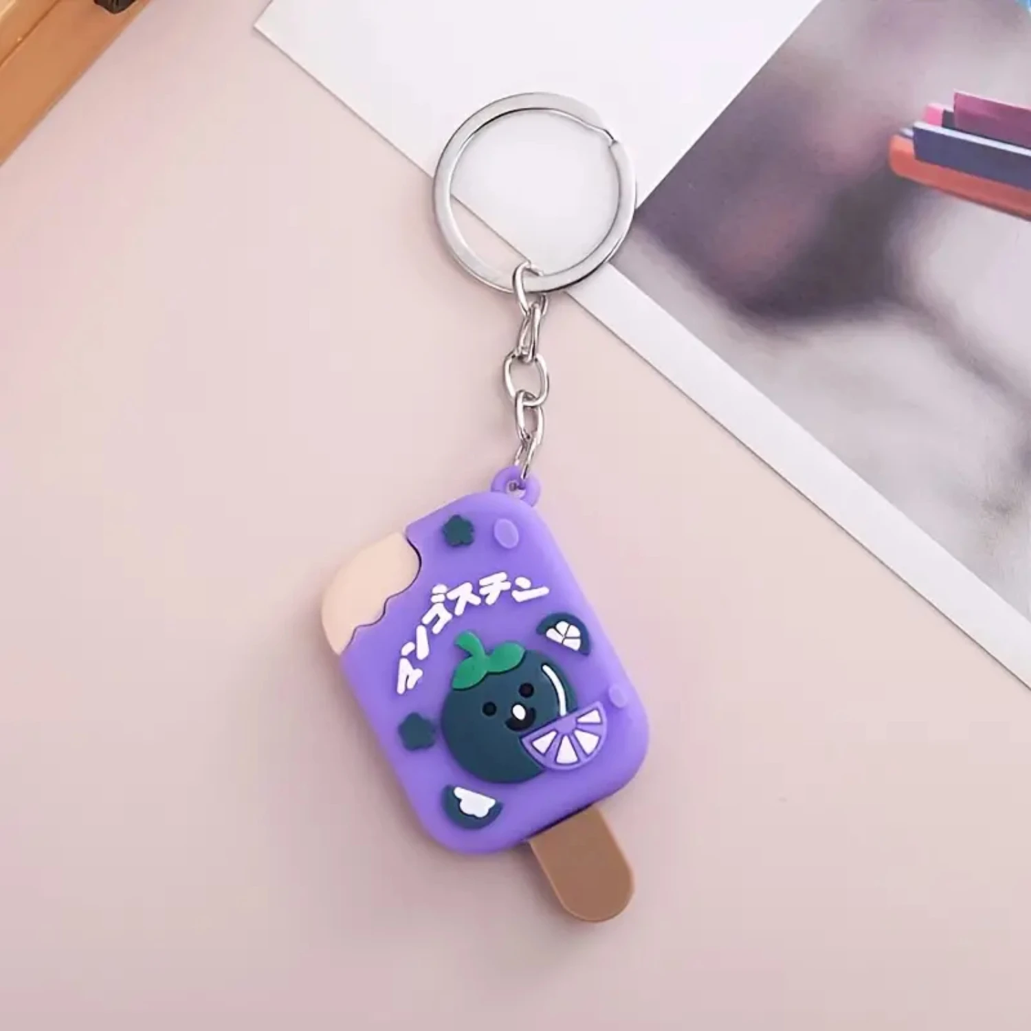 3D Cute Avocado Pineapple Keychain Men's Trend DIY, Multi-color Fruit Series PVC Soft Rubber Backpack Charm Pendant Keychain Acc