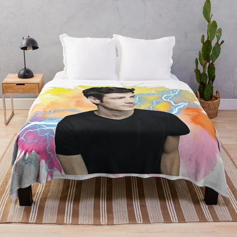 Grant Gustin Watercolour Throw Blanket Single Blanket Blankets For Baby Beach Blanket