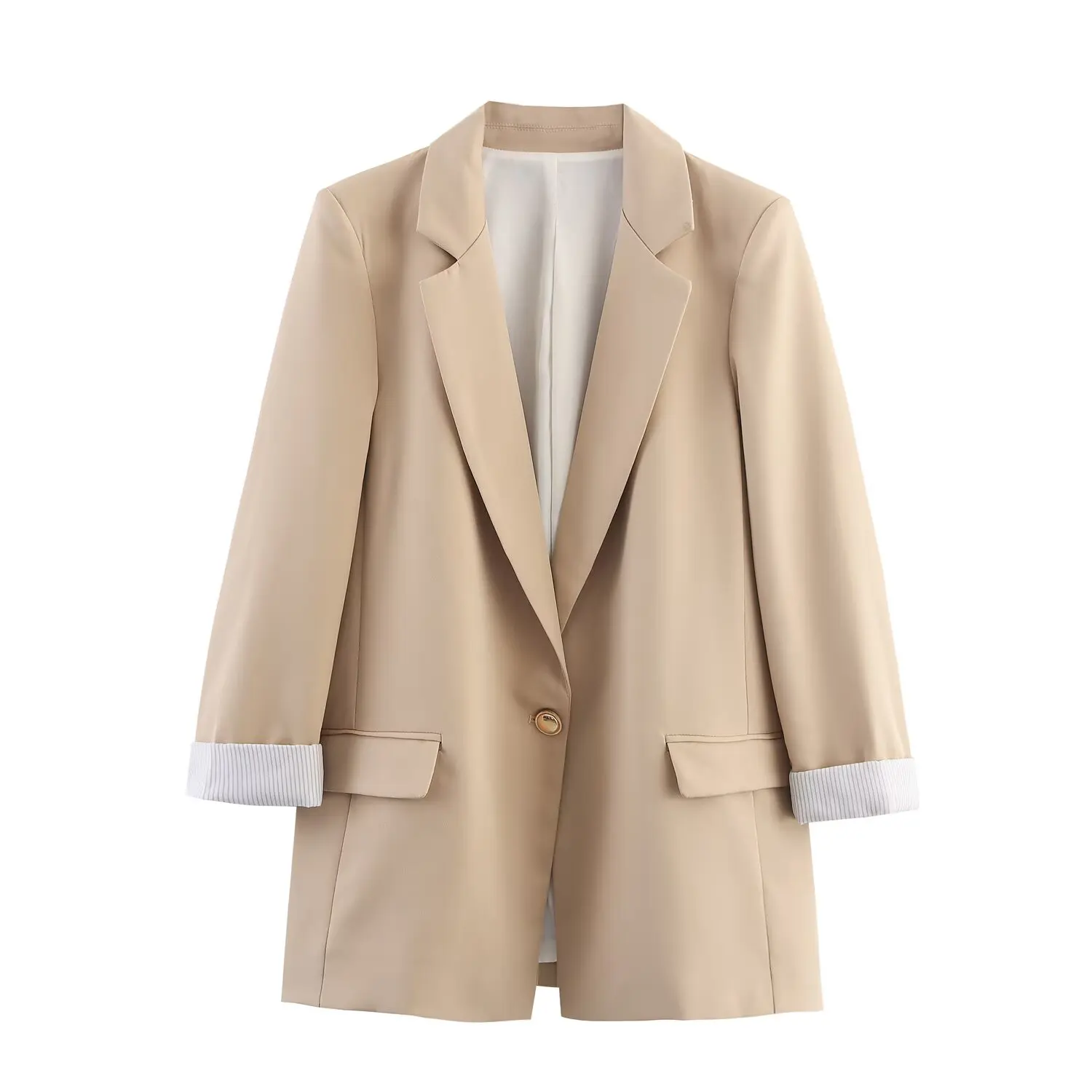 JNLEAOG Faionable bedrukt manchetpak Jaet Dames Busin Wear Veelzijdige lange Sve polyester jas voor de herfst