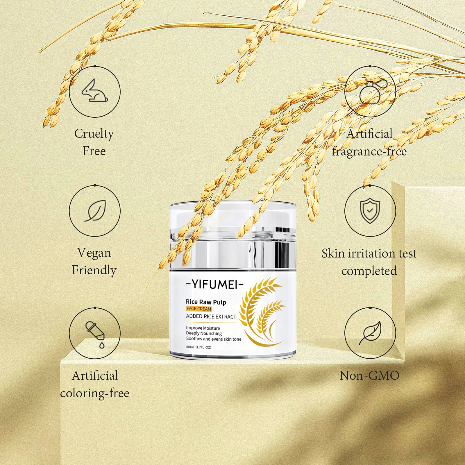 RICE Skin Cream Day Night Moisturizer Antiaging Hydrating Care Face Improves Skin Barrier Brightening Beauty-health Skincare