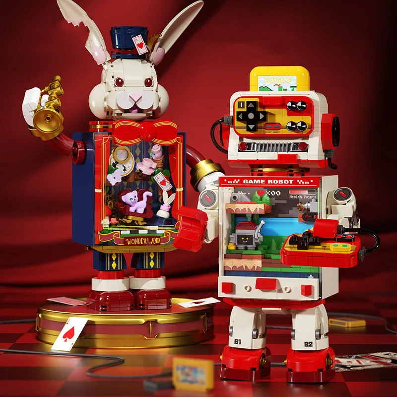 

Идея, мультяшная игра, робот, кирпичная модель, страна чудес, кролик, строительный блок, наборы строительных моделей, коллекция игрушек для детей, подарки