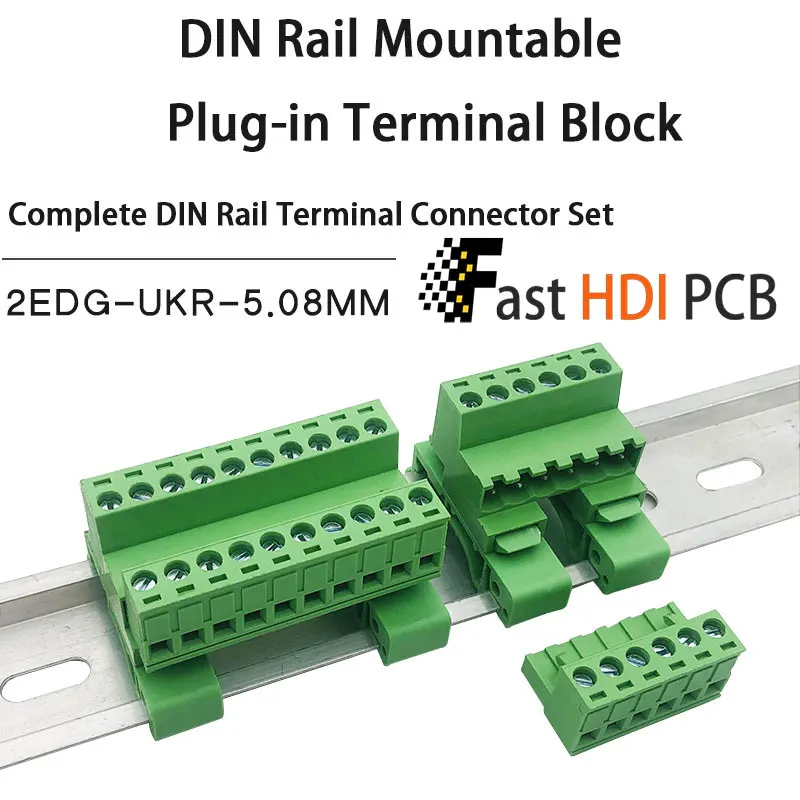 2-24P Complete DIN Rail Terminal Set/DIN Rail Terminal Block 5.08mm/Copper Alloy 10A 300V/UL94 V0 PA66/Screw Clamp w/ Housing
