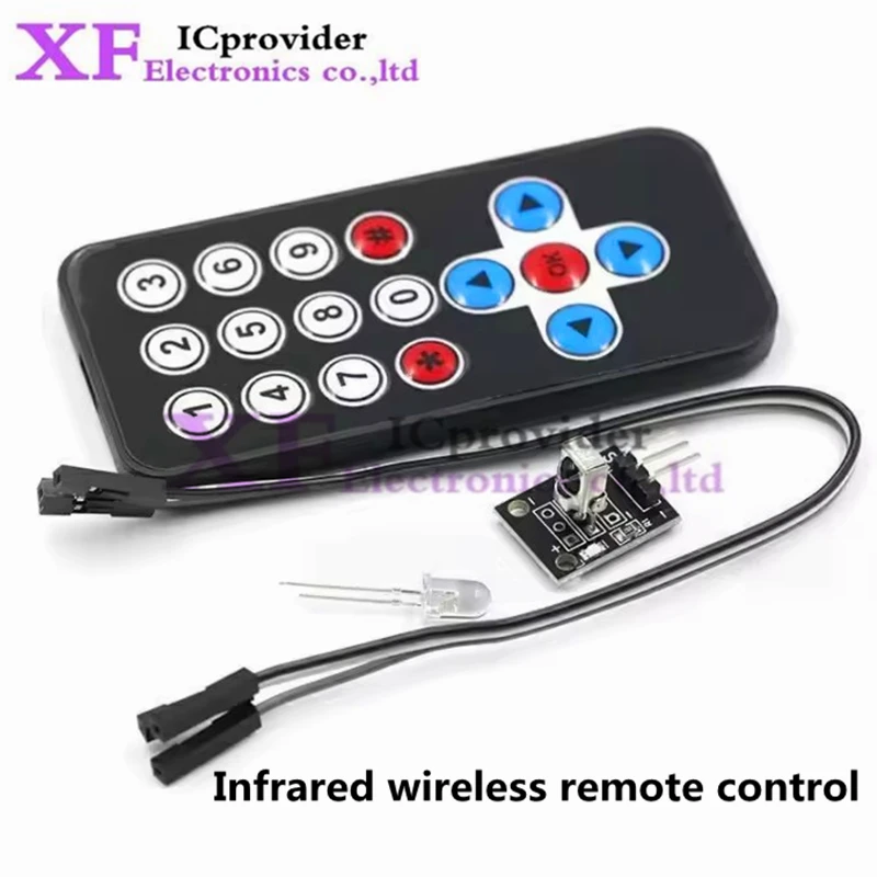 5Pcs Infrared wireless remote control kit black infrared remote control+receiver board 3-piece set DIY Kit HX1838 FOR-ARDUINO