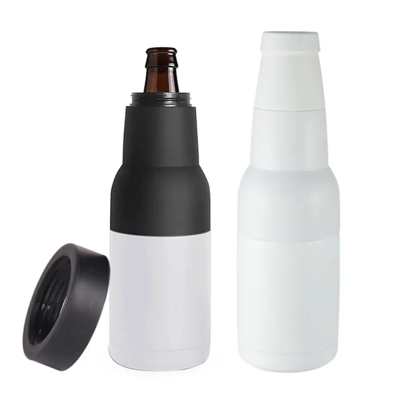 

Creative Sublimation White Stainless Steel Double Wall Vacuum Beer Can Cooler Opener 3in1 Outdoor Bar Home Decor Gift Novelty