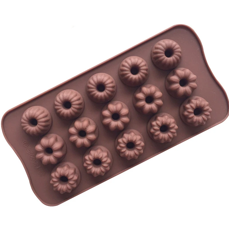 15-gaats bloemvorm siliconen chocoladevorm ijsblokjesbakje DIY fondant koekje bakvorm jelly pudding dessert bakvormen k895