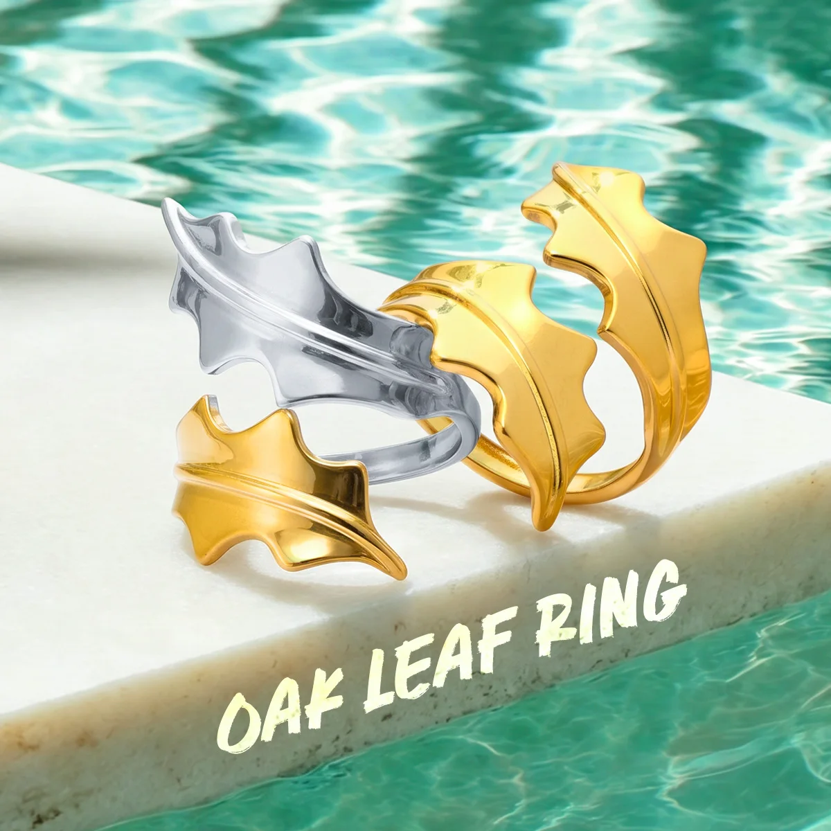 

Minimalist Oak Leaf Stainless Steel Women Open Ring Gold Silver Plated Adjustable Anti Tarnish Fashion Statement Jewelry Gift