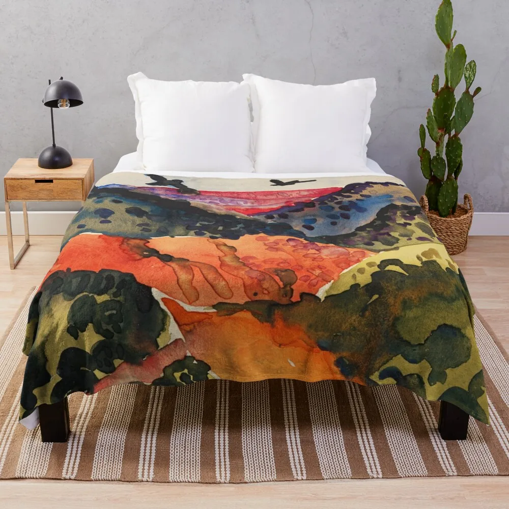 

Georgia O'Keeffe, Canyon with Crows Throw Blanket Quilt bed plaid Blankets Sofas Of Decoration Blankets