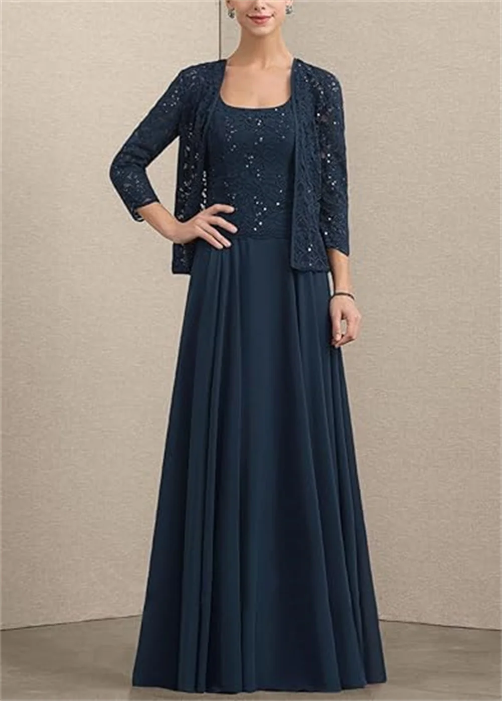 

Customized Women's Mother Of The Bride Dresses For Wedding Chiffon Sequin Appliques Grandmother Of The Bride Dresses With Jacket