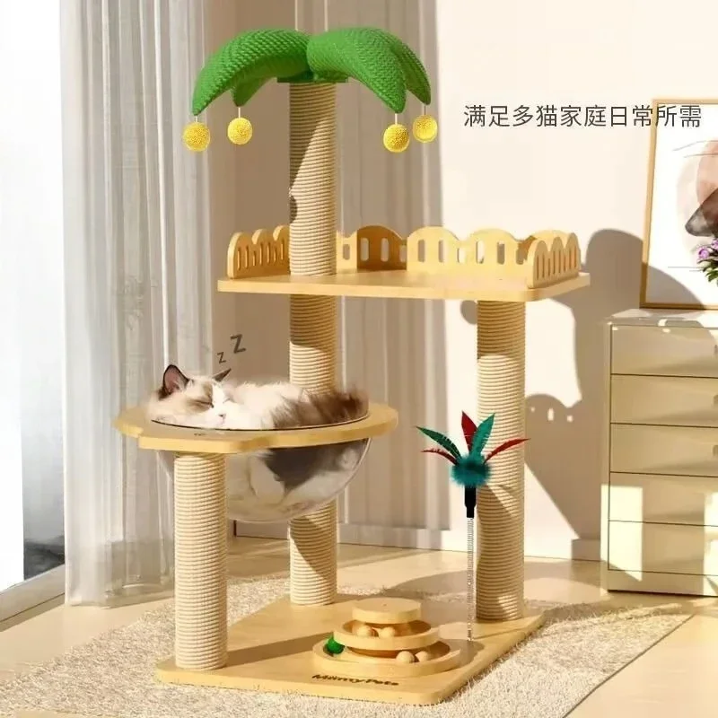Frame Small Apartment Cat Claw Board Vertical Semi-circular Transparent Space Capsule Cat Tree Integrated Observation Deck