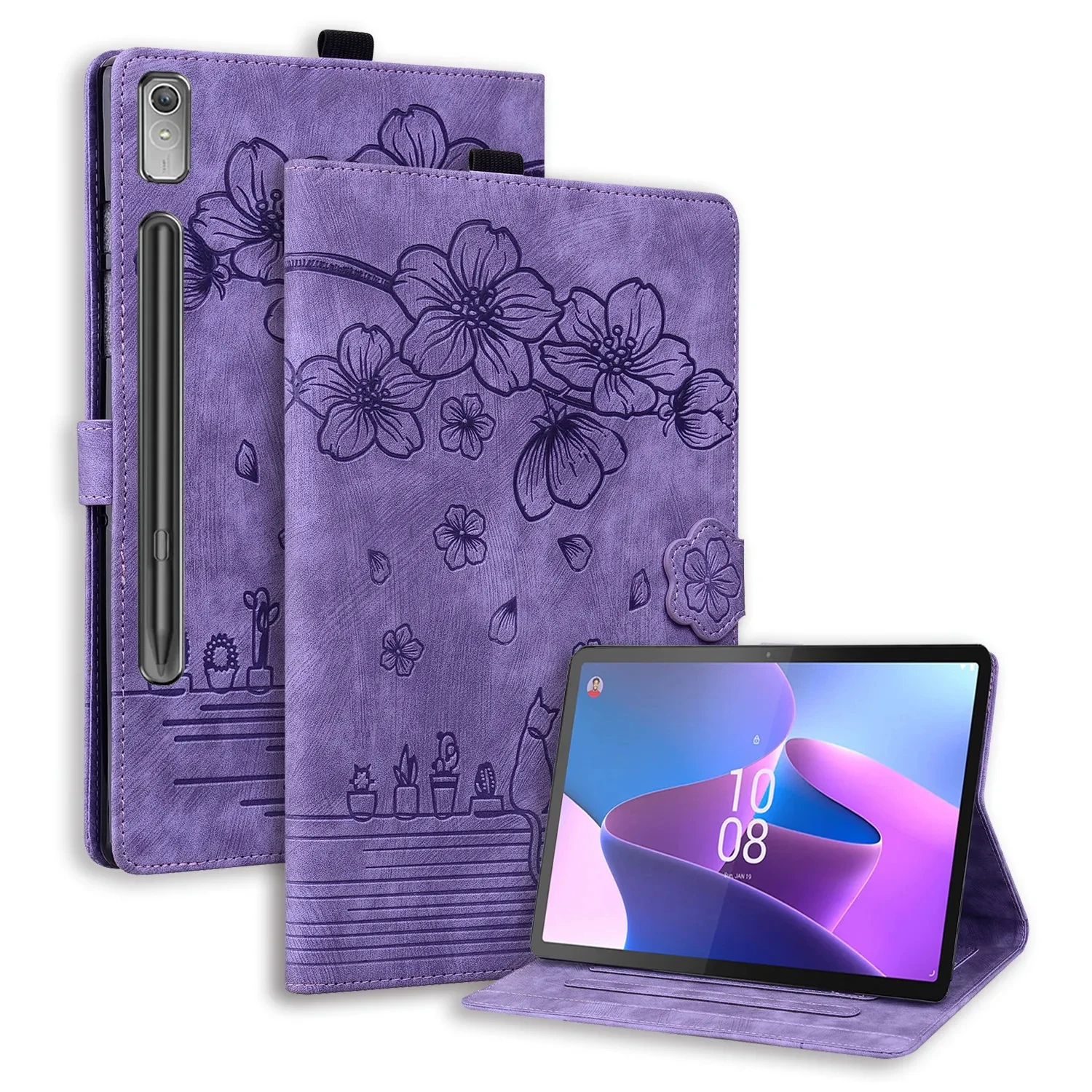 For Xiaoxinpad Pro 12 7 B-370FU TB-371FC Flower Imprinted Flio Stand Cover Funda For Lenovo Tab P12 Xiaoxin Pad Pro 12.7 inch