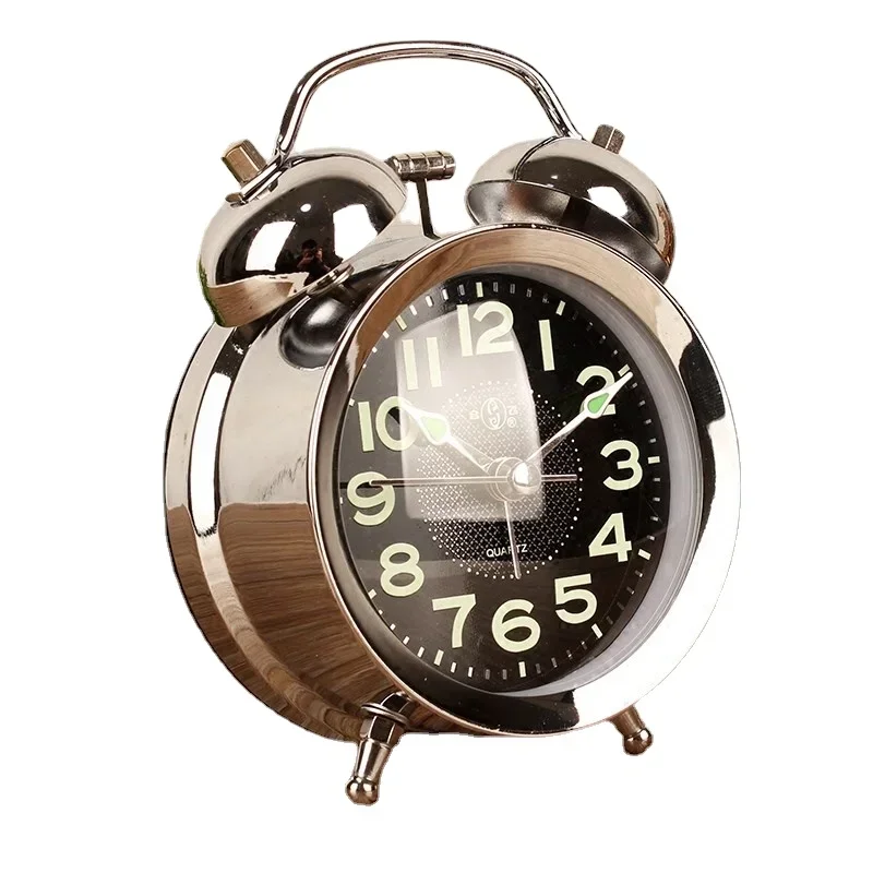 Luxury Mechanical Alarm Clock Metal Gold Silent Table Clock Clockwork Desktop Retro Watches Luminous Living Room Home Decor Gift