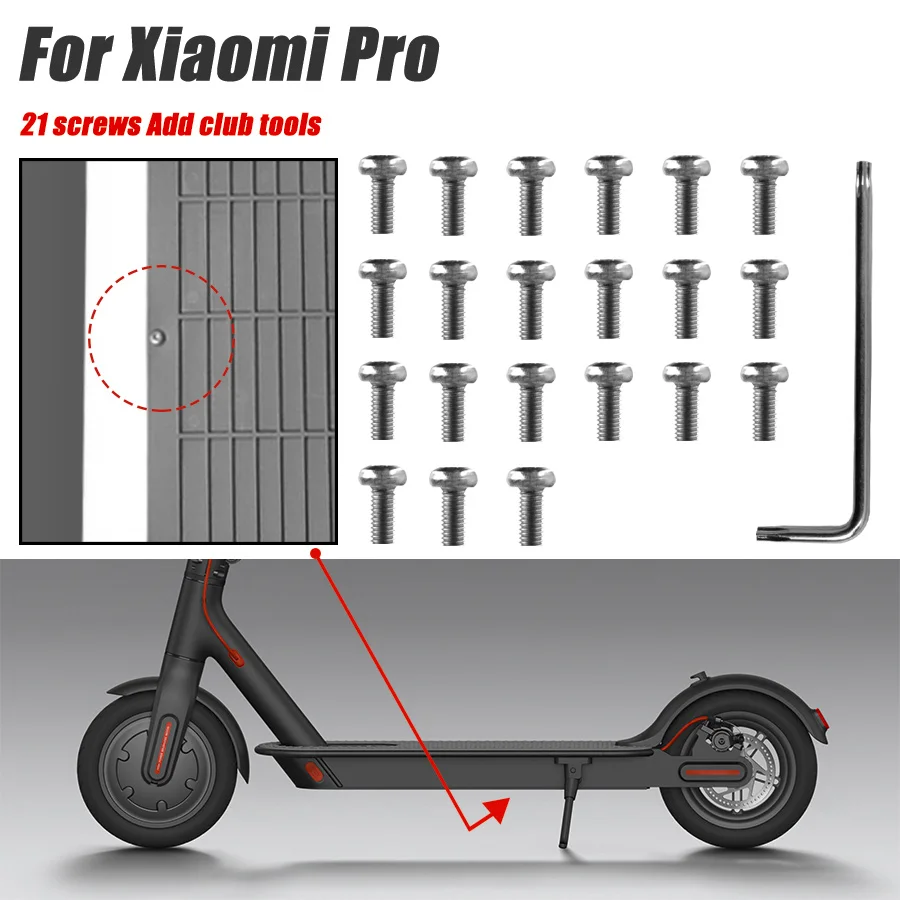 For Xiaomi Mijia M365 Pro Elect Scooter 21PCS Parafusos Bottom Battery Cover Screws Stainless Steel Metal Repaired Bateria Parts