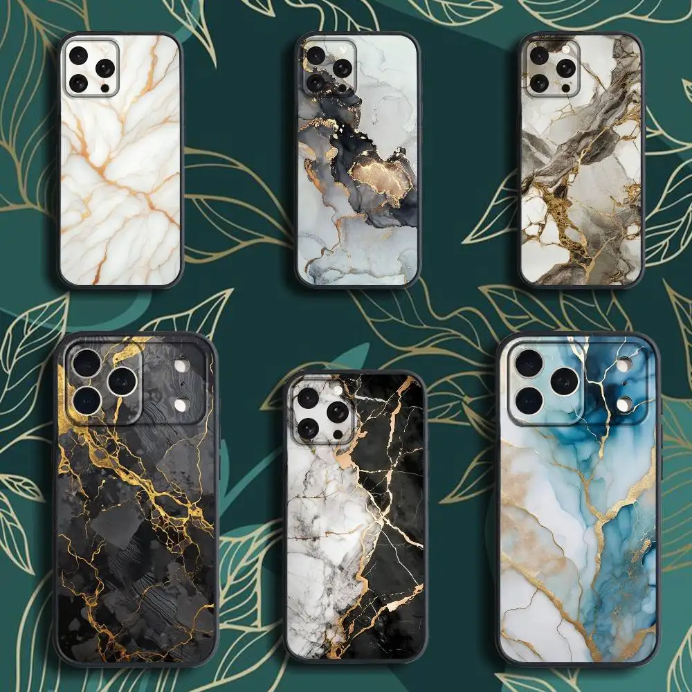 

G-Gold Art M-Marble-ES Phone Case For iPhone 17,16,15,14,13,12,Pro,Max,Plus,E,SE4,Air,Mini Black Soft Box
