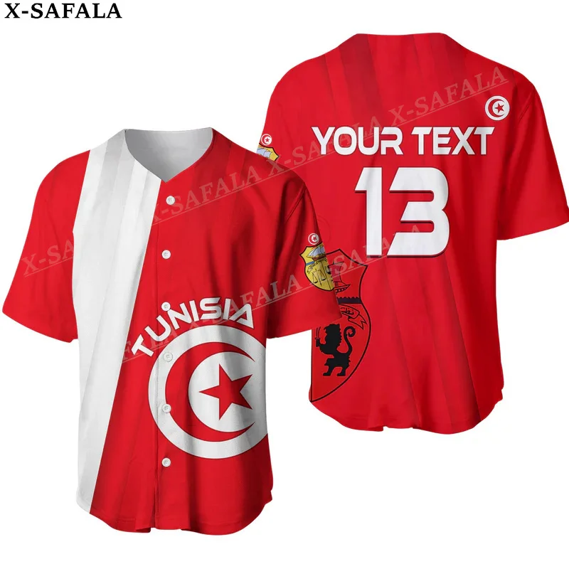 Tunisia Coat Of Arms Love Country 3D Printed Baseball Jersey Summer Shirt Men's Tops Tee Oversized Streetwear-1