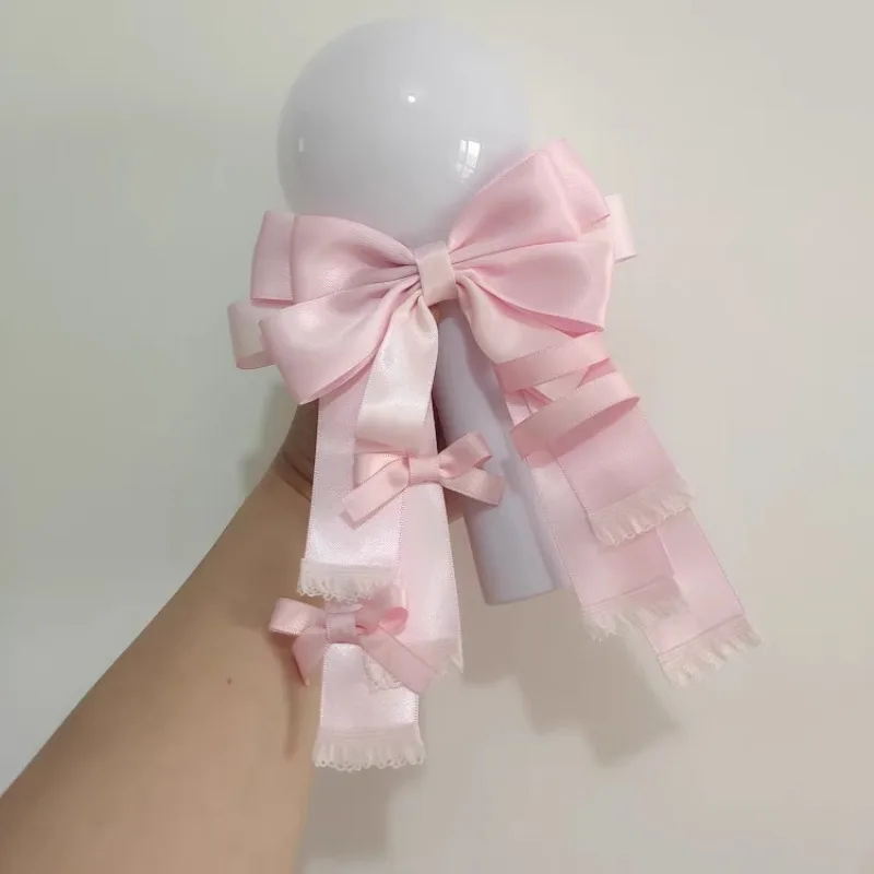 

Original Handmade Lolita Solid Color Bowtie Brooch Fan Meeting Youth Club Hand Light Bow Shirt Collar Flower Accessories Jewelry