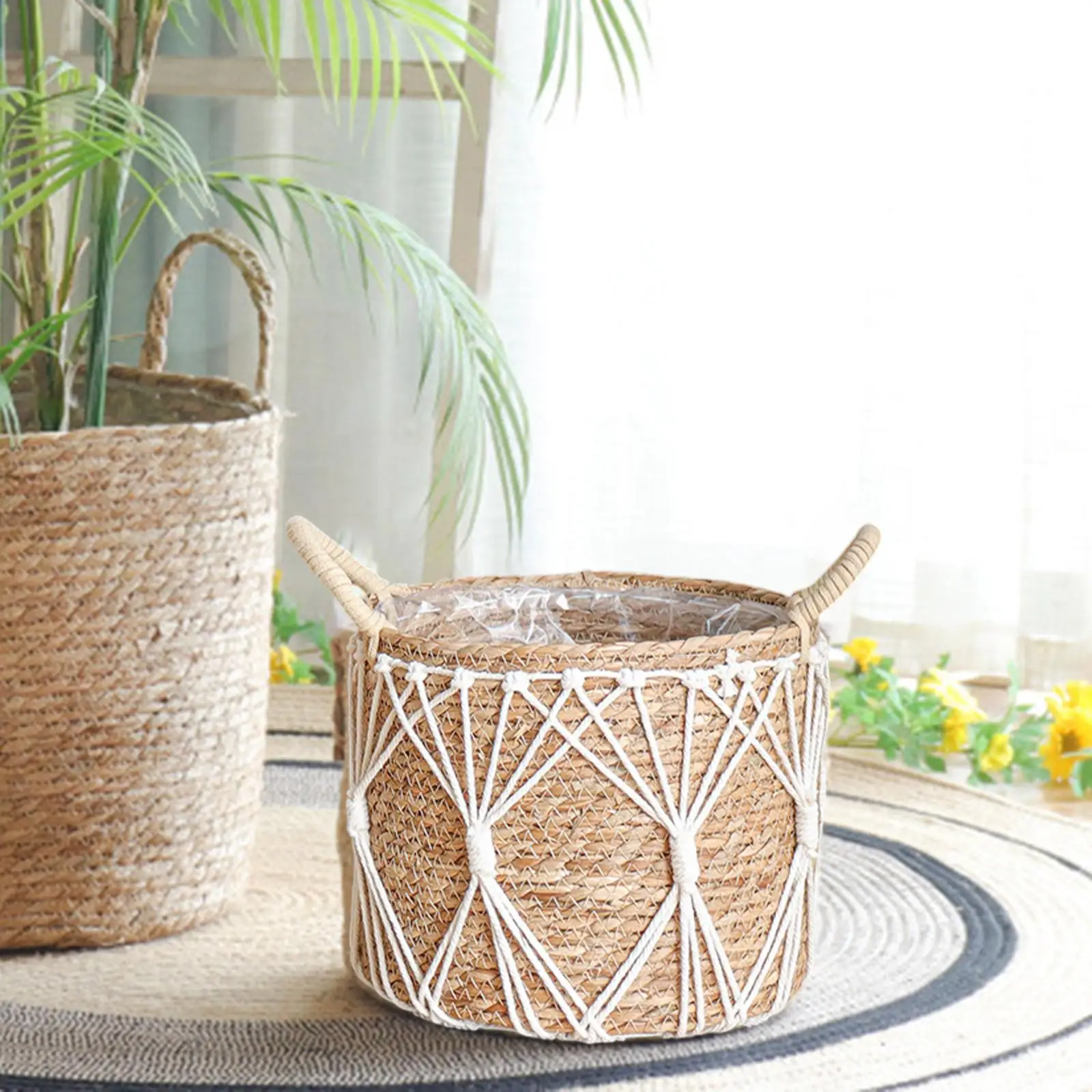 Weaven Flower Plant Pot Wicker Basket Rattan Flowerpot Storage Basket Garden Flowerpot Handmade Weaving Planter Basket