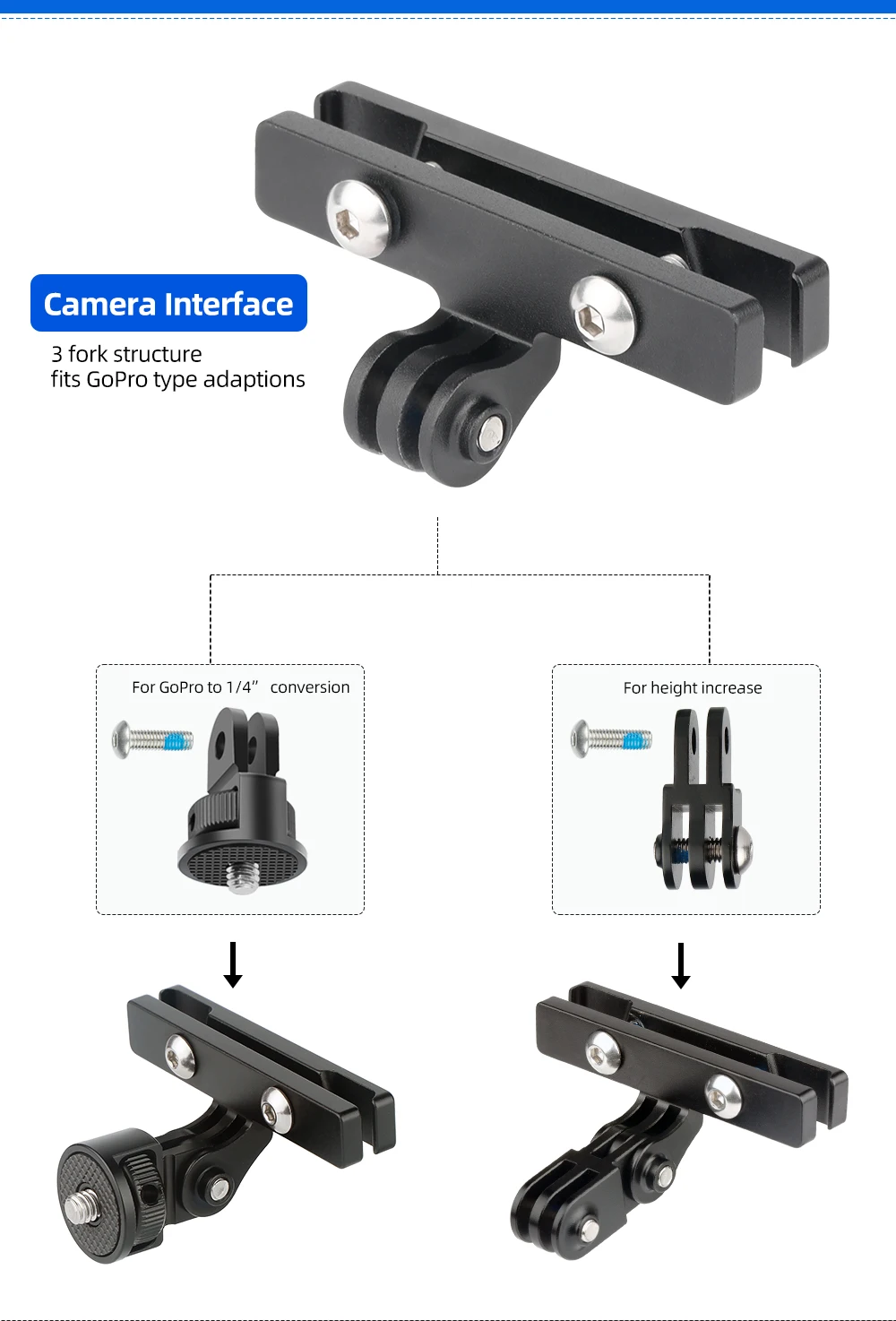 Fahrrad Sattel Schiene Rücklicht Halterung MTB Fahrrad Sattelstütze Winkel Einstellbare Basis Halter Passt Gopro Sport Kamera Rücklicht – Detail 6