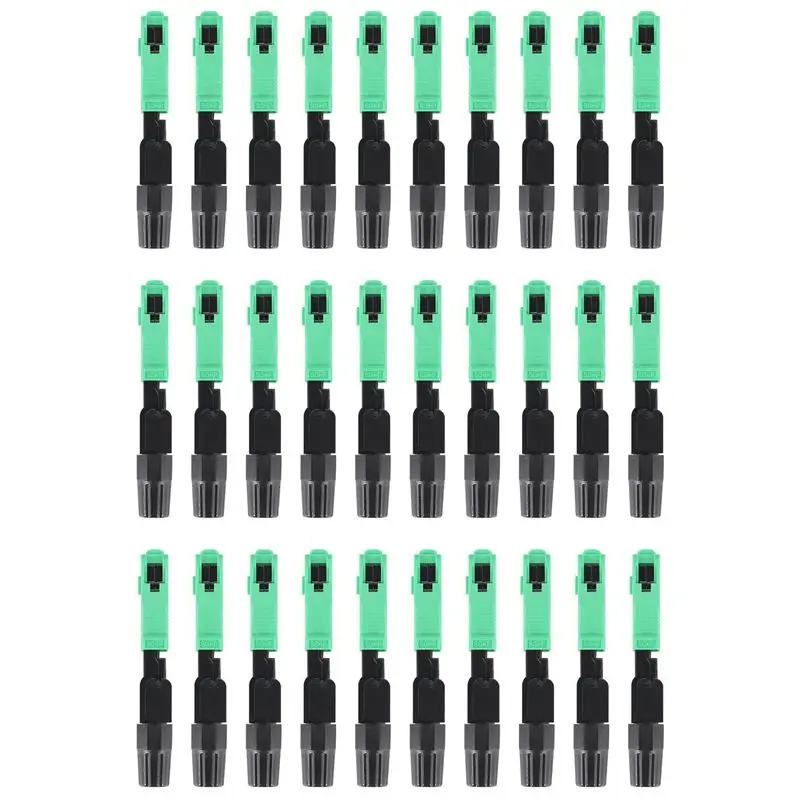B63B-30Pcs Sc/Apc Fiber Optic Connector Embedded Single Mode Component Fiber Optic Quick Connector-Black + Green