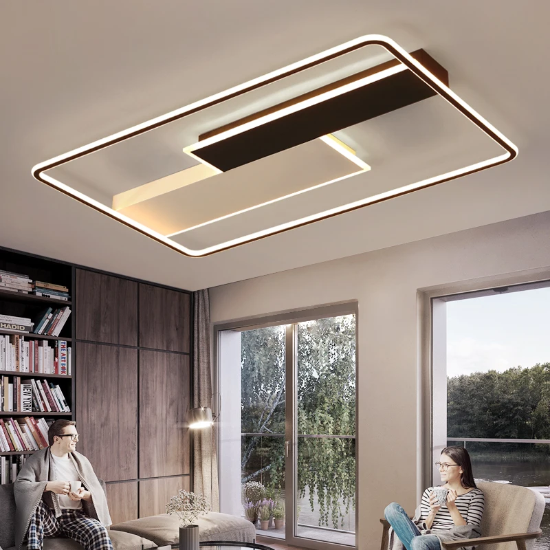 Luz de techo LED moderna para sala de estar, luz de techo creativa de moda, vestíbulo, dormitorio, cocina, blanco y negro