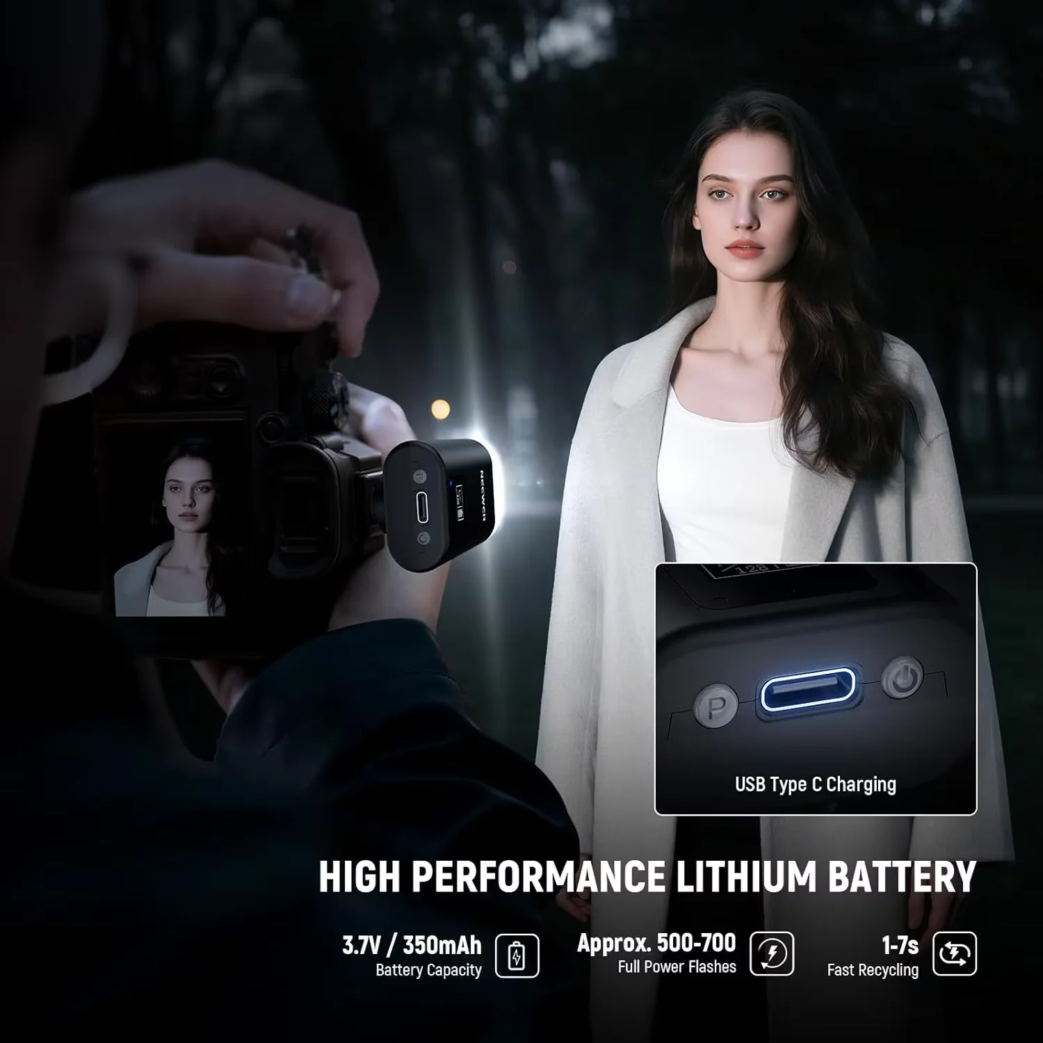 NEEWER Basics Mini Camera Flash, 5600K Fill Light with LCD Display, Compatible with Canon Sony Nikon Fujifilm  DSLR Cameras