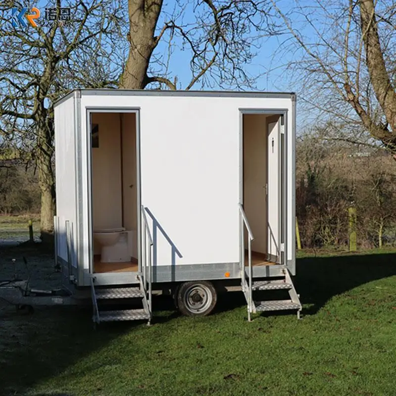 2 Station Mobile Portable Toilet Trailer VIP Luxury One Stall Restroom Trailer Prefab Houses Container Toilet