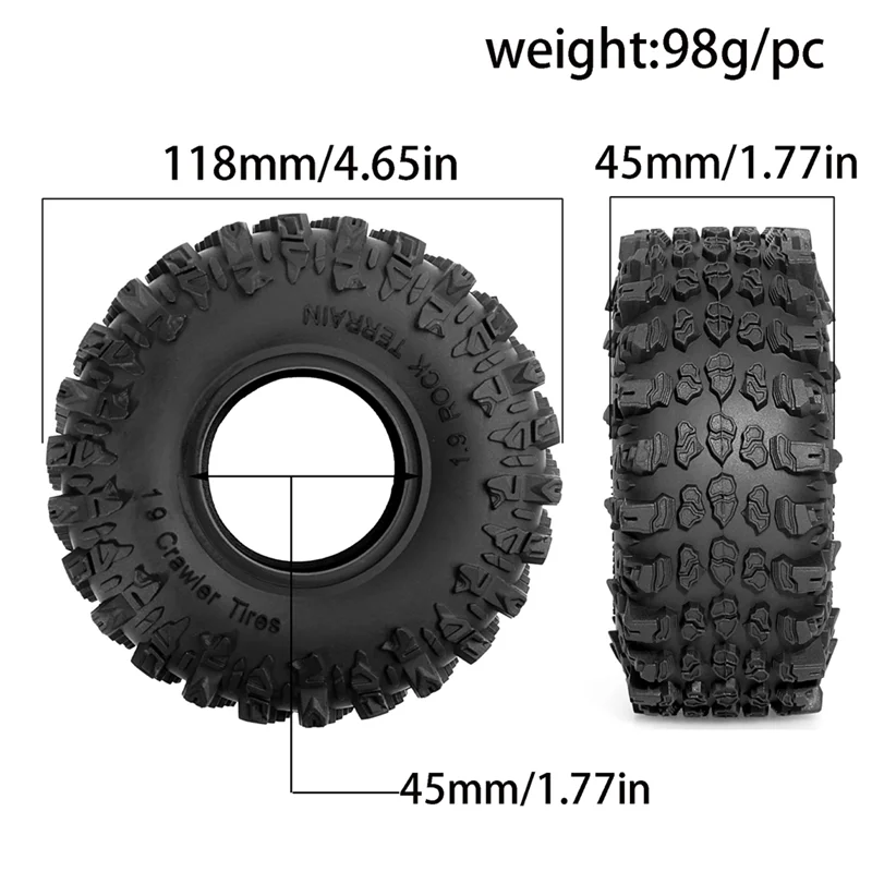 

B89B-1.9 Crawler Tires Rubber Mud Slingers Grappler Wheels Tyres For 1:10 Rock Crawler Car TRX4/RC4WD D90 SCX10 II