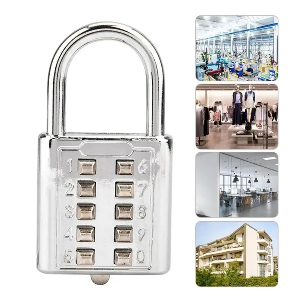 1PC 10-key Digital Key Code Lock Electroplate The Password Cannot Be Changed With The Lock. Drawer Luggage Anti-theft Padlock