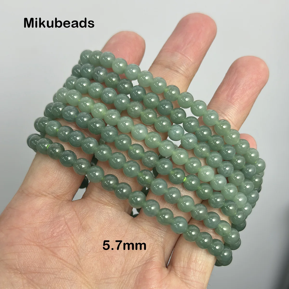 Wholesale Natural AA+ 6.5mm Lake Green Jadeite Smooth Round Loose Beads For Making Jewelry DIY Bracelet Necklace